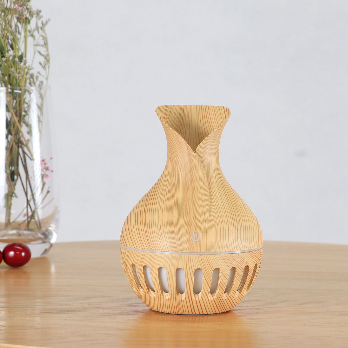 Wood Grain Hollow Humidifier - USB Charging Air Purifier for Fresh Indoor Air