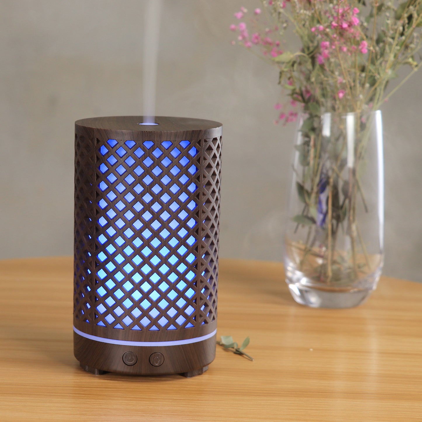 New Hollow Lattice Wood Grain Aromatherapy Humidifier - 200ml for Home & Office