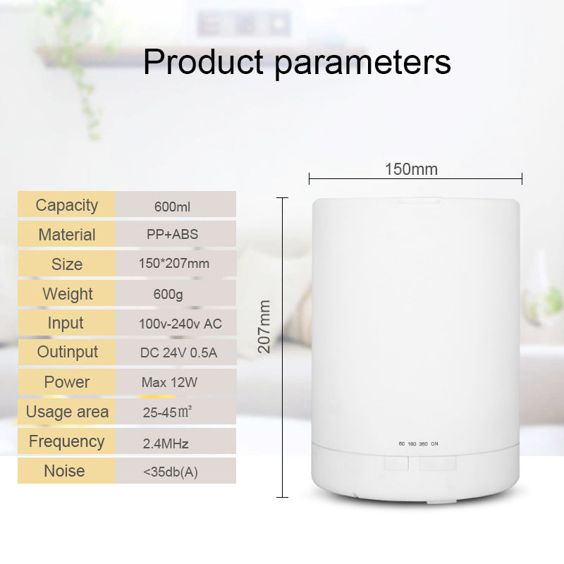 600ML Colorful Gradient Aromatherapy Humidifier for Home
