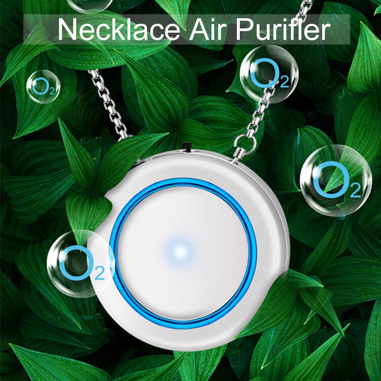 Necklace Air Purifier Pendant - Negative Ion Air Cleaner USB Filter PM2.5