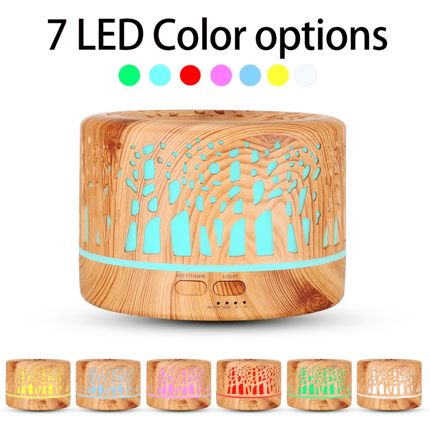 New Carved Aromatherapy Machine Hollow Aromatherapy Humidifier 500ml Wood Grain Ultrasonic Atomization