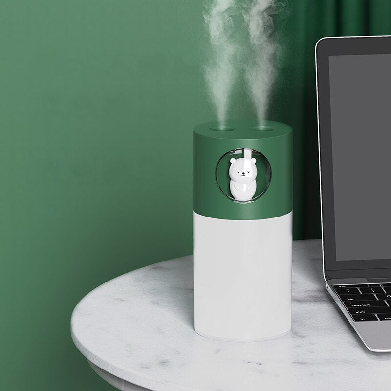 Cute Humidifier Double Spray - USB Ultrasonic Aroma Diffuser with Romantic Lamp
