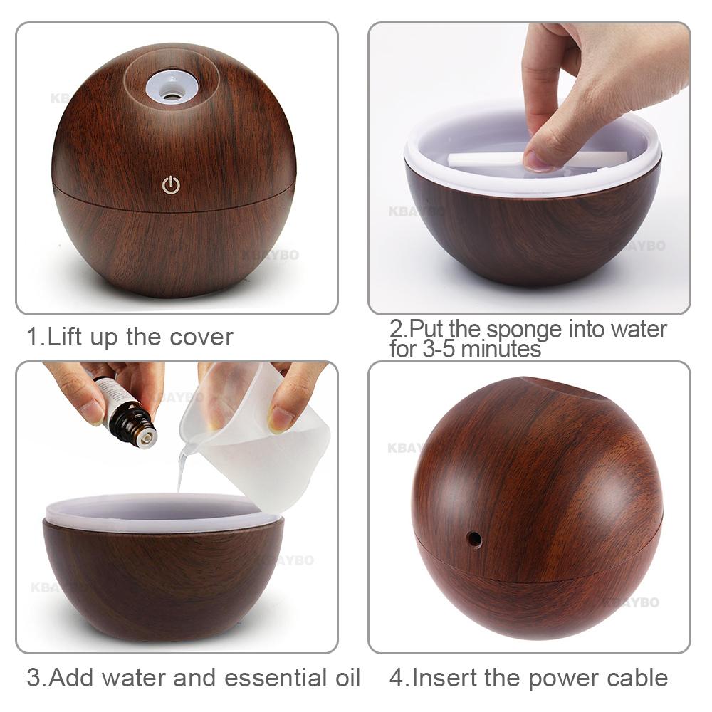 130ml USB Aroma Essential Oil Diffuser & Ultrasonic Mist Humidifier