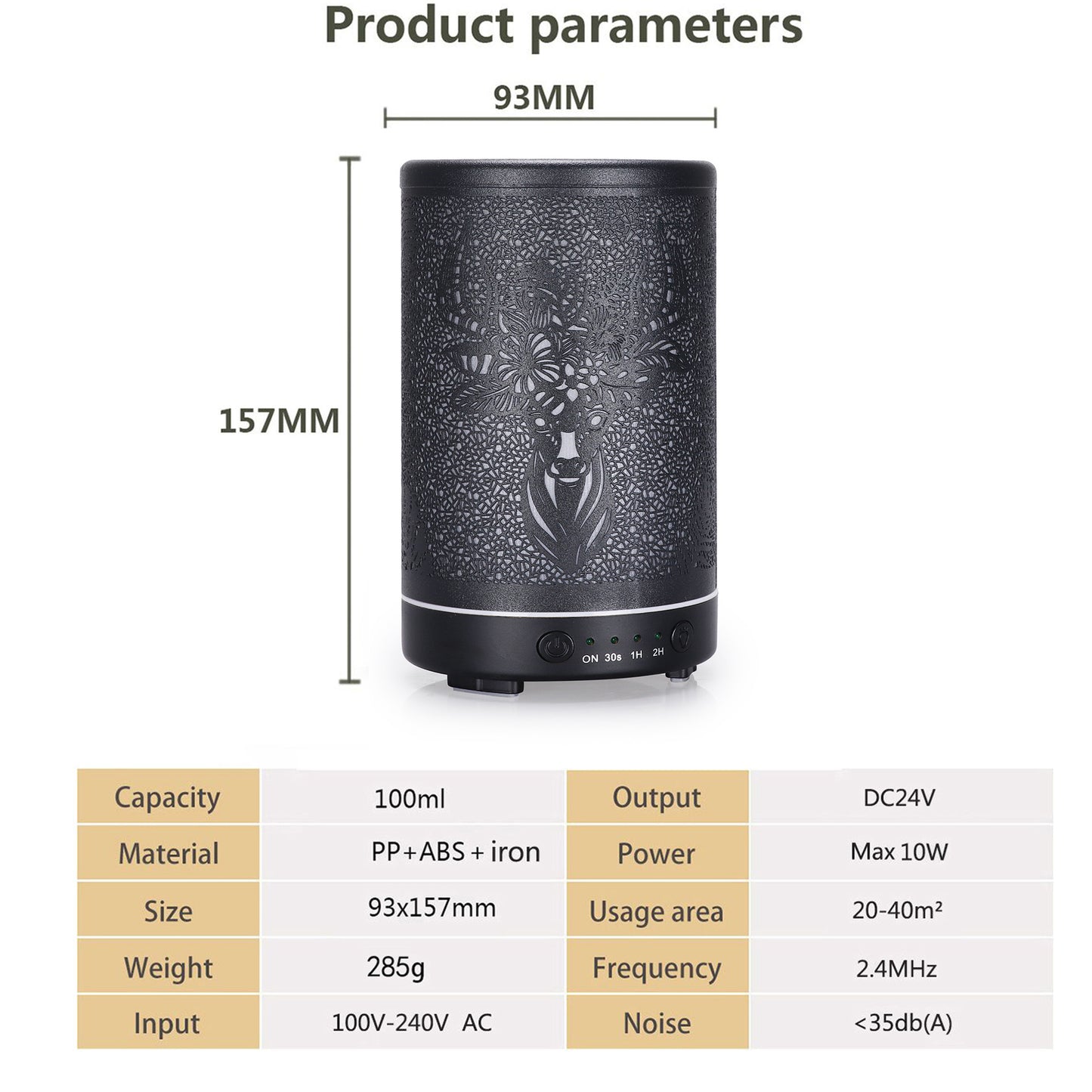 Goat Hardware Iron Aroma Diffuser Spray 100ml with Colorful Lights - Sika Deer Design for Office and Home