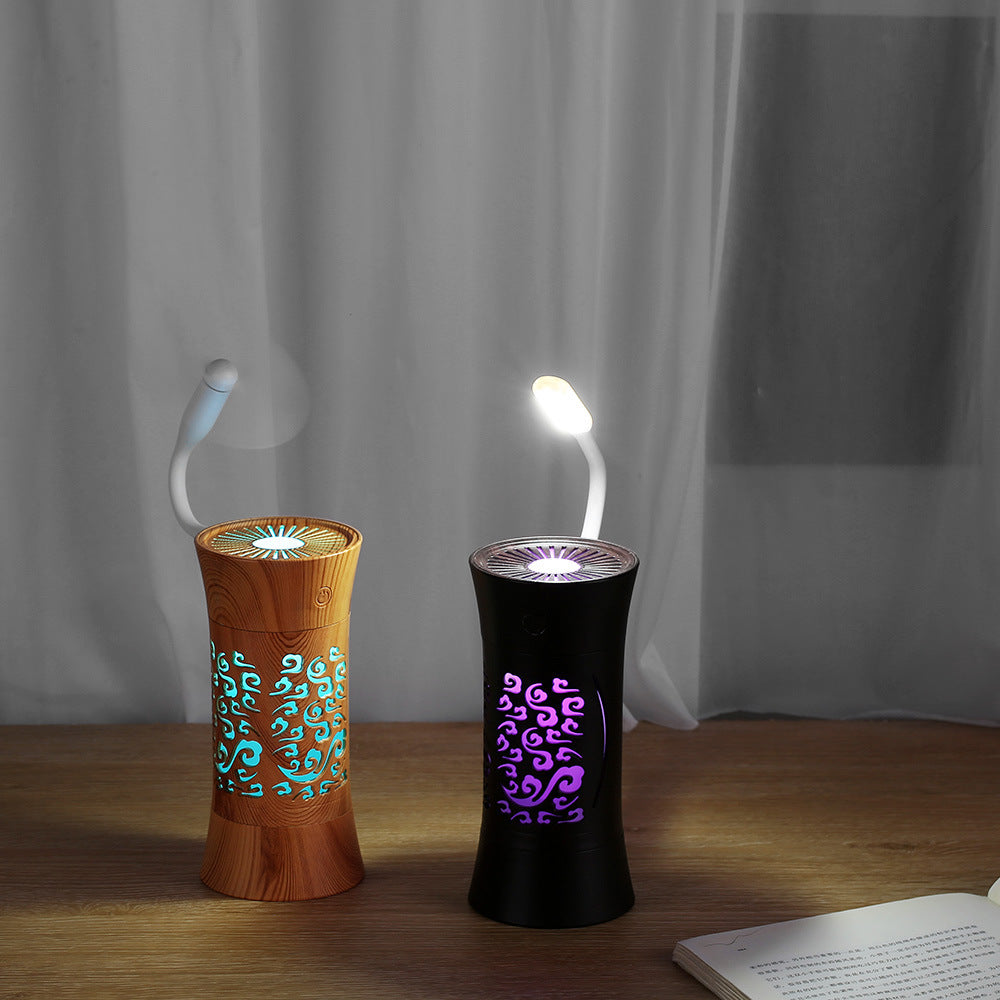 Wood Grain Hollow Humidifier - Mini USB Aromatherapy Air Cleaner