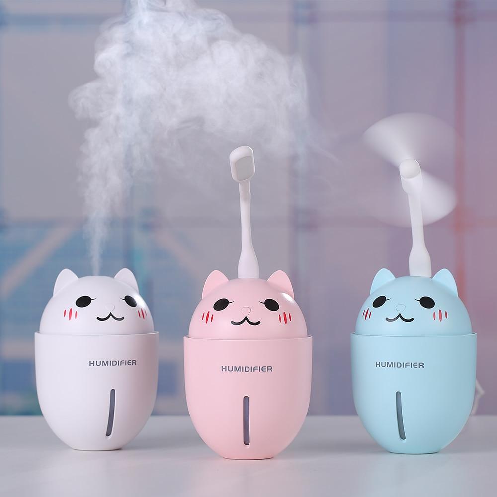 Ultrasonic Air Humidifier with LED Light, USB Fan & Aroma Diffuser