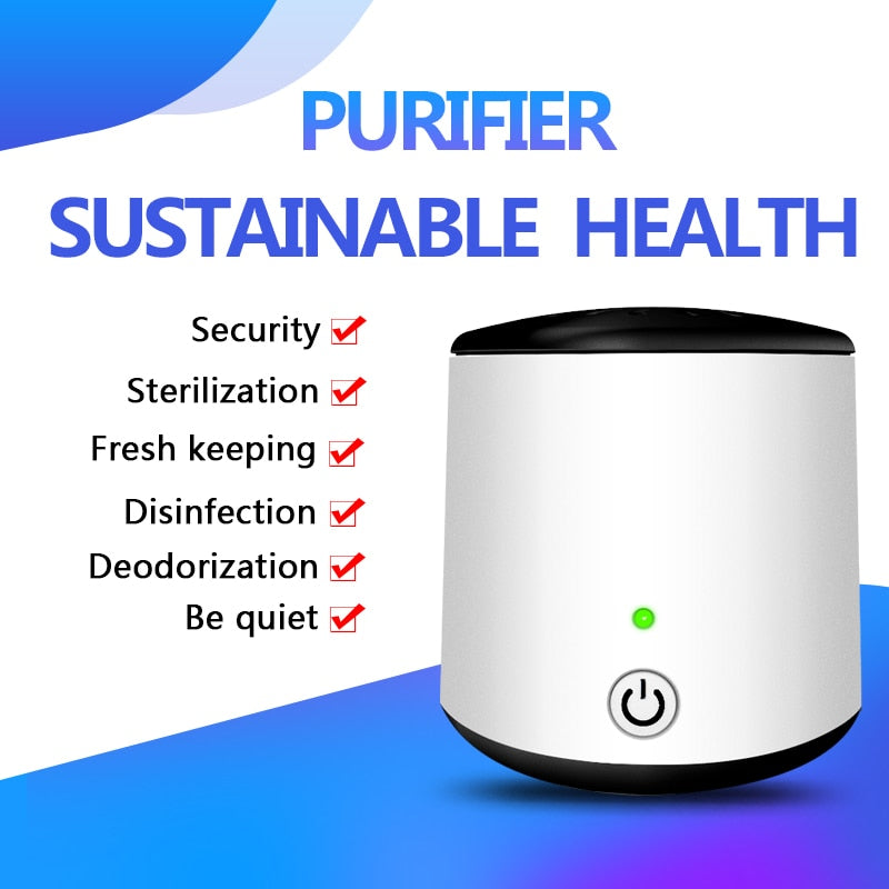 Mini Portable Ozone Generator Air Purifier - Odor Remover for Cigarette Smells, Bacteria, and More