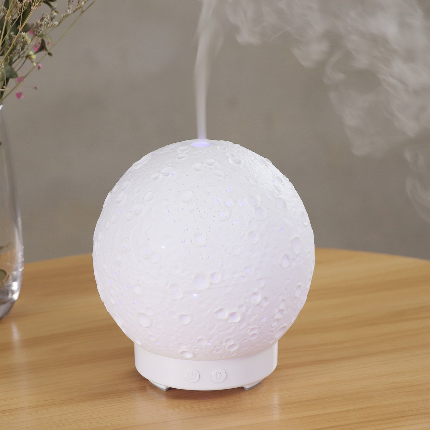 Round Moon Ceramic Aroma Diffuser Humidifier - Desktop Ultrasonic Aroma Diffuser