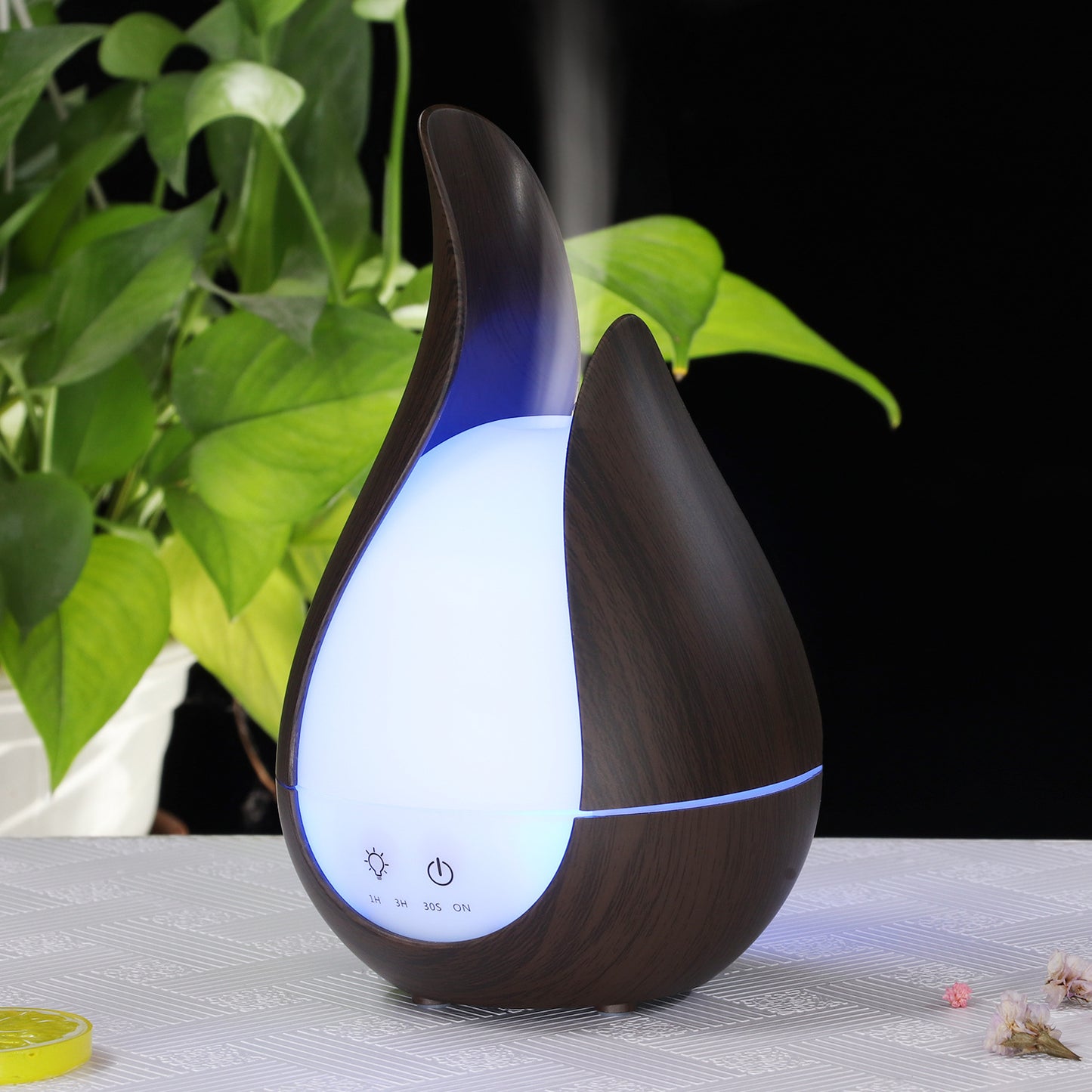 200ml Wood Grain Aroma Diffuser Ultrasonic Vase Humidifier for Clean, Fresh Air