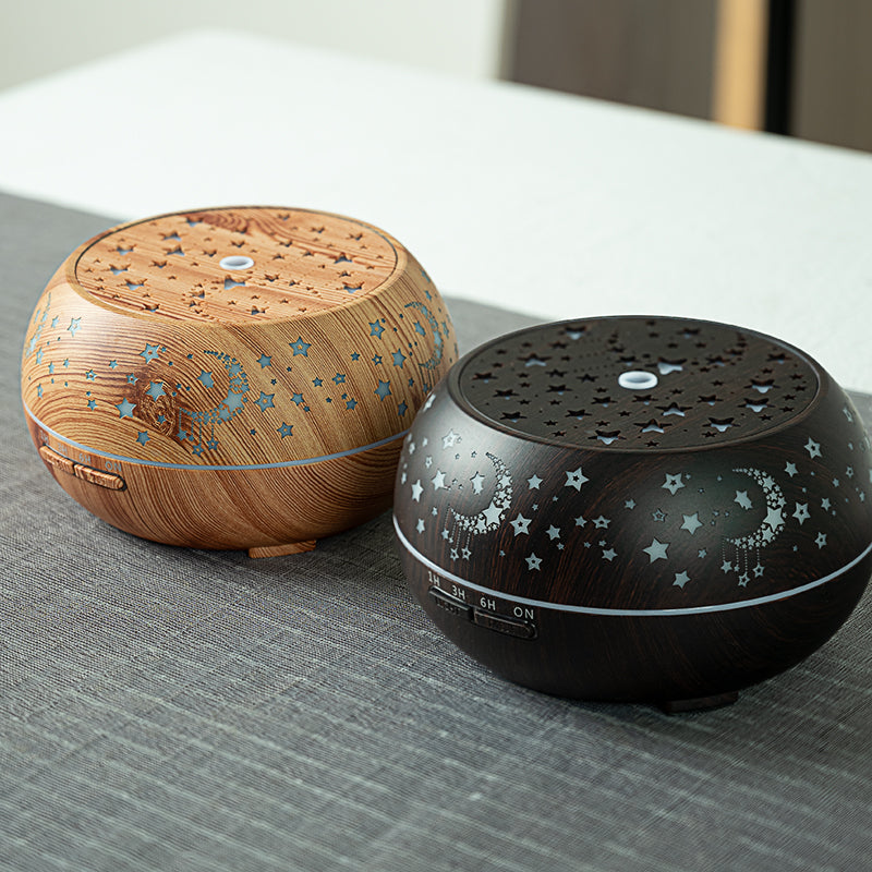 Wood Grain Light Speed Ball Humidifier - Mini USB Aromatherapy Air Night Light