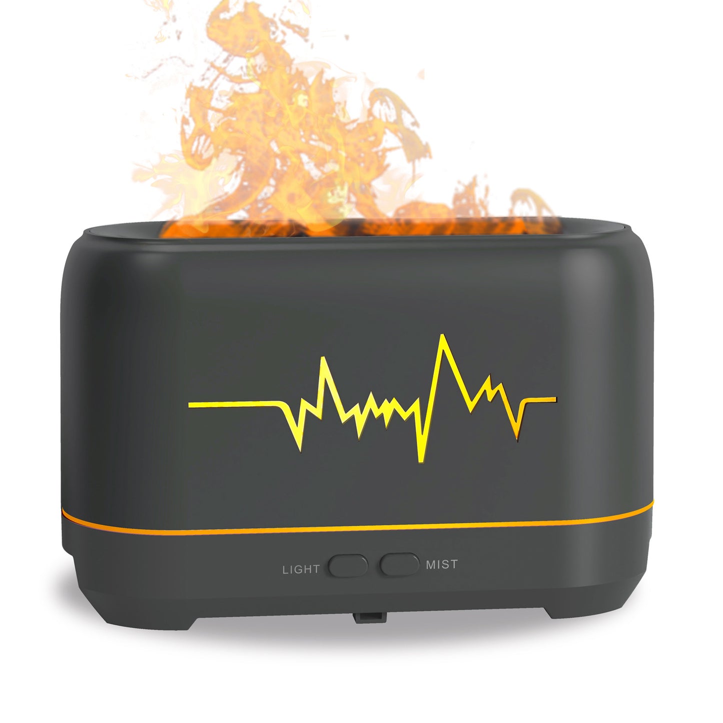 200ml Wood Grain Aroma Diffuser - Hollow Heartbeat Flame Humidifier