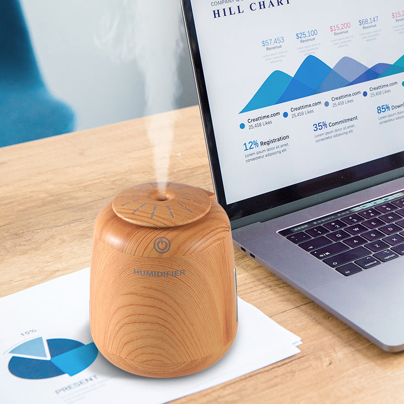 USB Wood Grain Car Humidifier Mini Humidification Purifier with Night Light