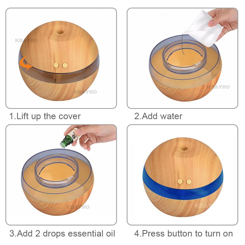 USB Ultrasonic Humidifier 290ml Aroma Diffuser - Essential Oil Aromatherapy with LED Light