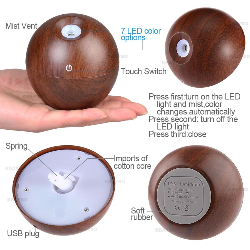 130ml USB Aroma Essential Oil Diffuser & Ultrasonic Mist Humidifier