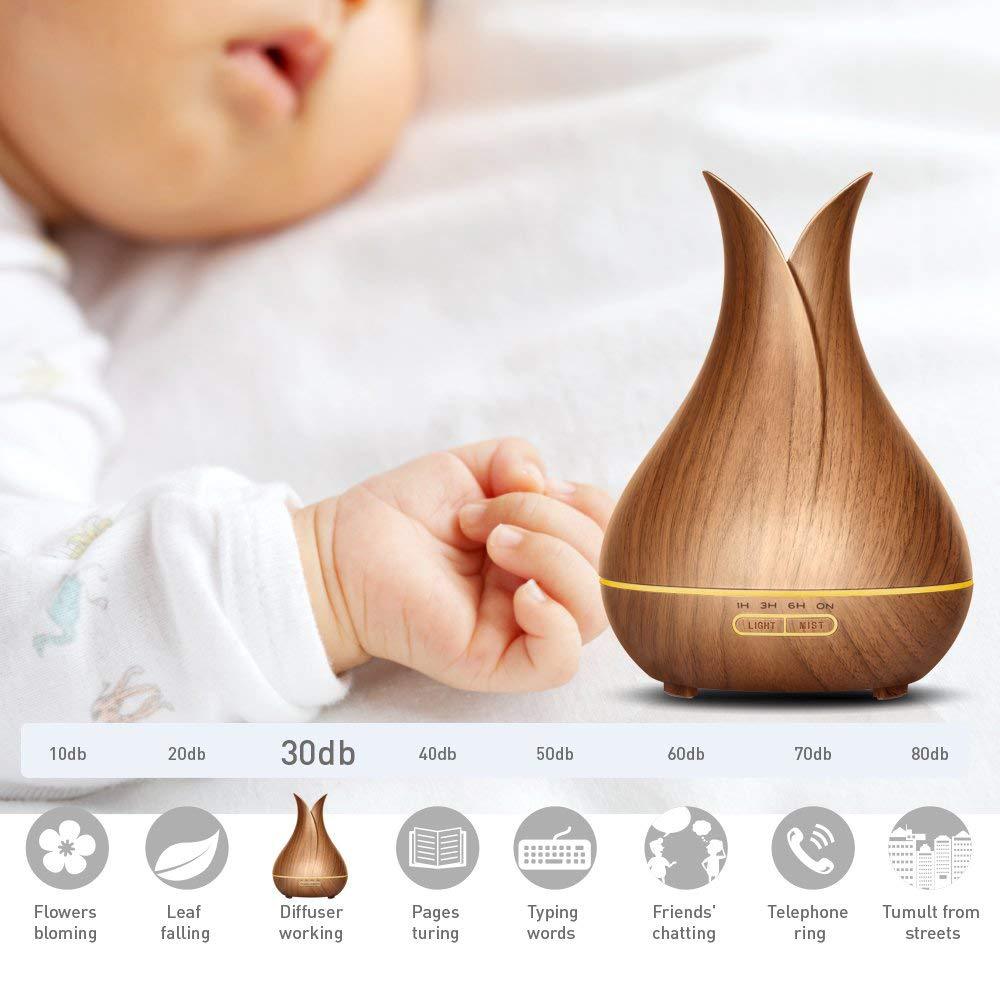 Wood Grain Essential Oil Diffuser - Ultrasonic Aromatherapy Humidifier for Home & Office