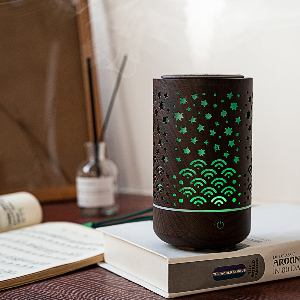 Wood Grain Starry Sky Aroma Diffuser - Ultrasonic Essential Oil Humidifier