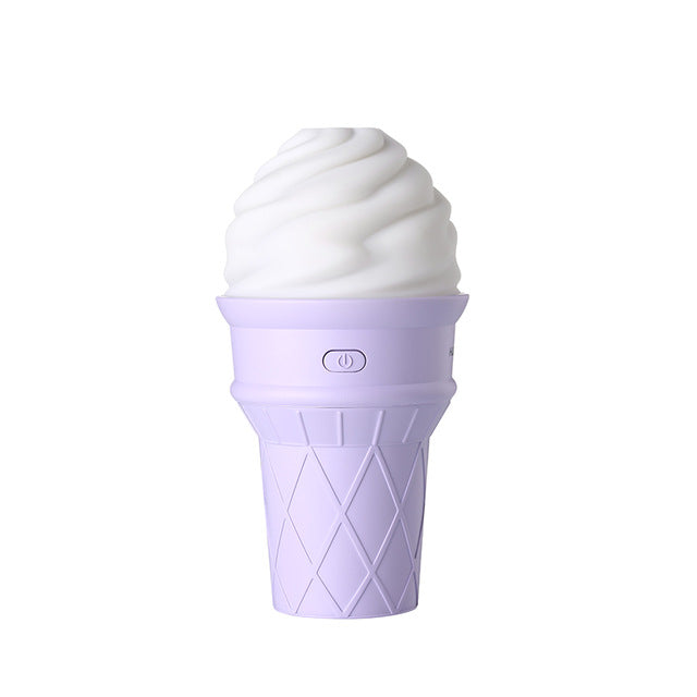 LED Ice Cream Ultrasonic Humidifier - USB Aromatherapy for Home and Car