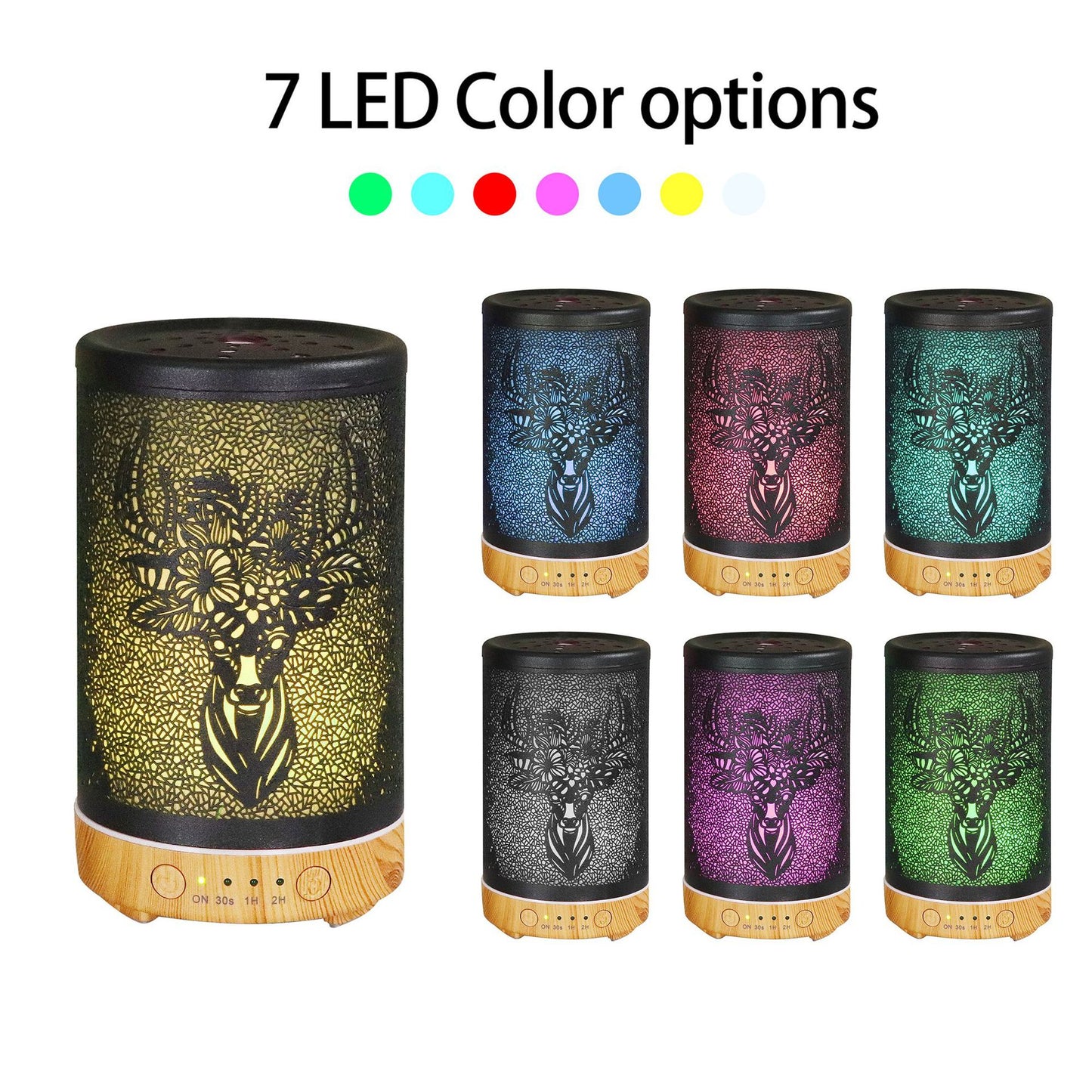 Goat Hardware Iron Aroma Diffuser Spray 100ml with Colorful Lights - Sika Deer Design for Office and Home