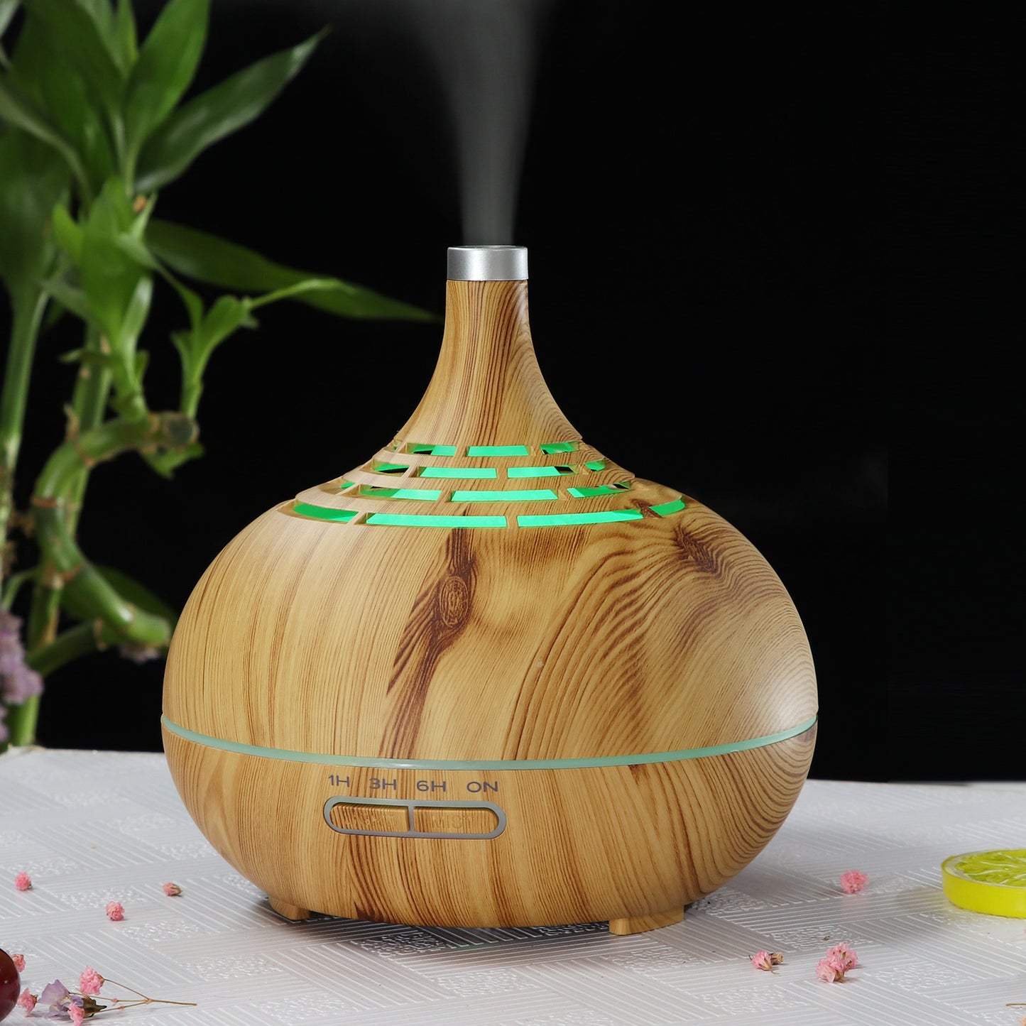 400ml Wood Grain Aroma Diffuser Humidifier - Portable Home Purifier