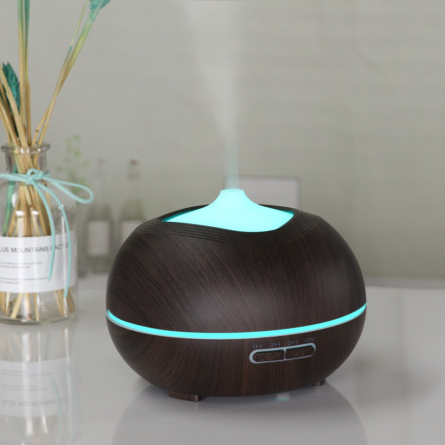 Wood Grain Aroma Diffuser 400ml - Ultrasonic Humidifier for Fresh Air