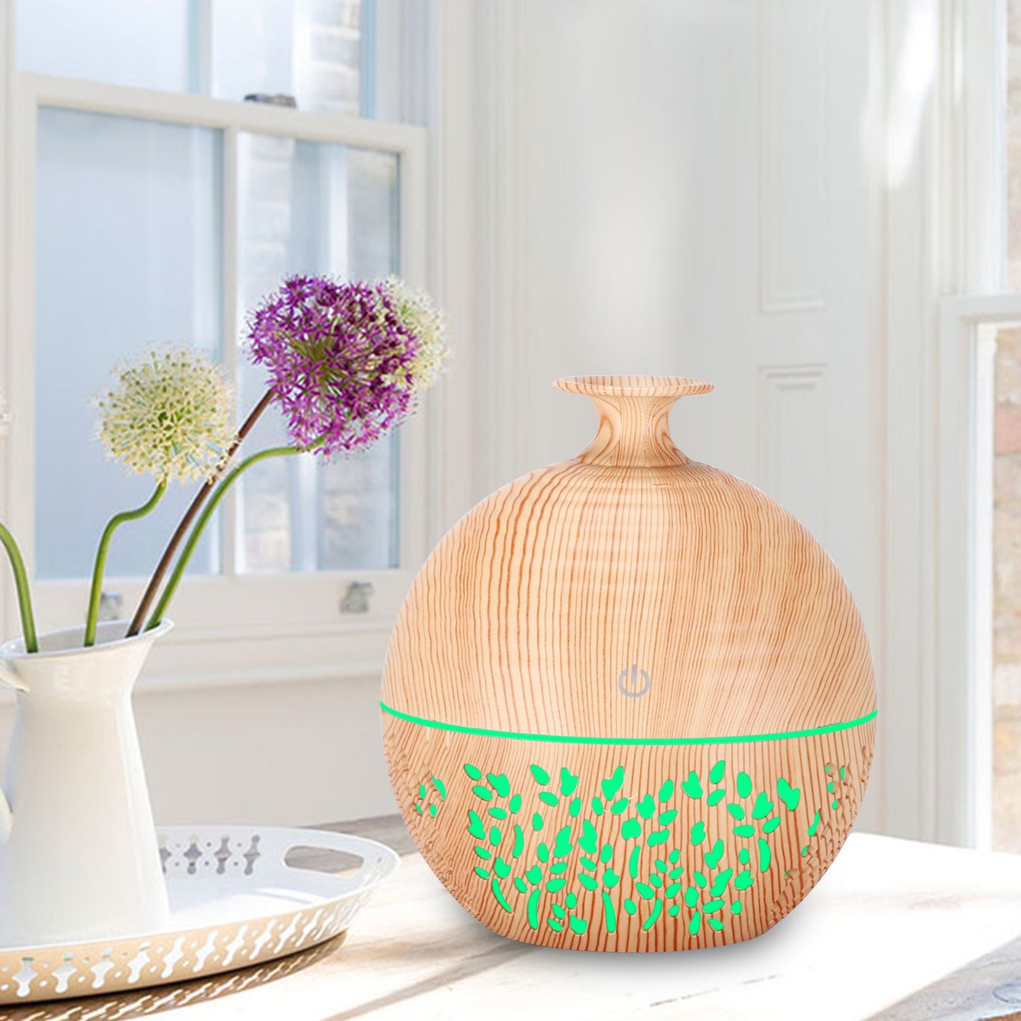 Wood Grain Hollow Humidifier - USB Home & Office Air Quality Booster