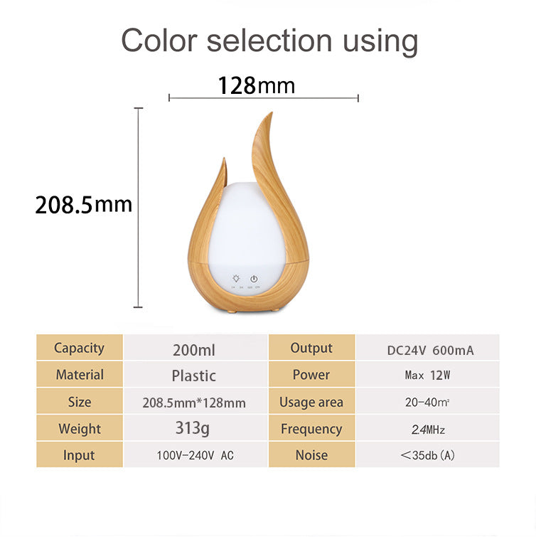 200ml Wood Grain Aroma Diffuser Ultrasonic Vase Humidifier for Clean, Fresh Air