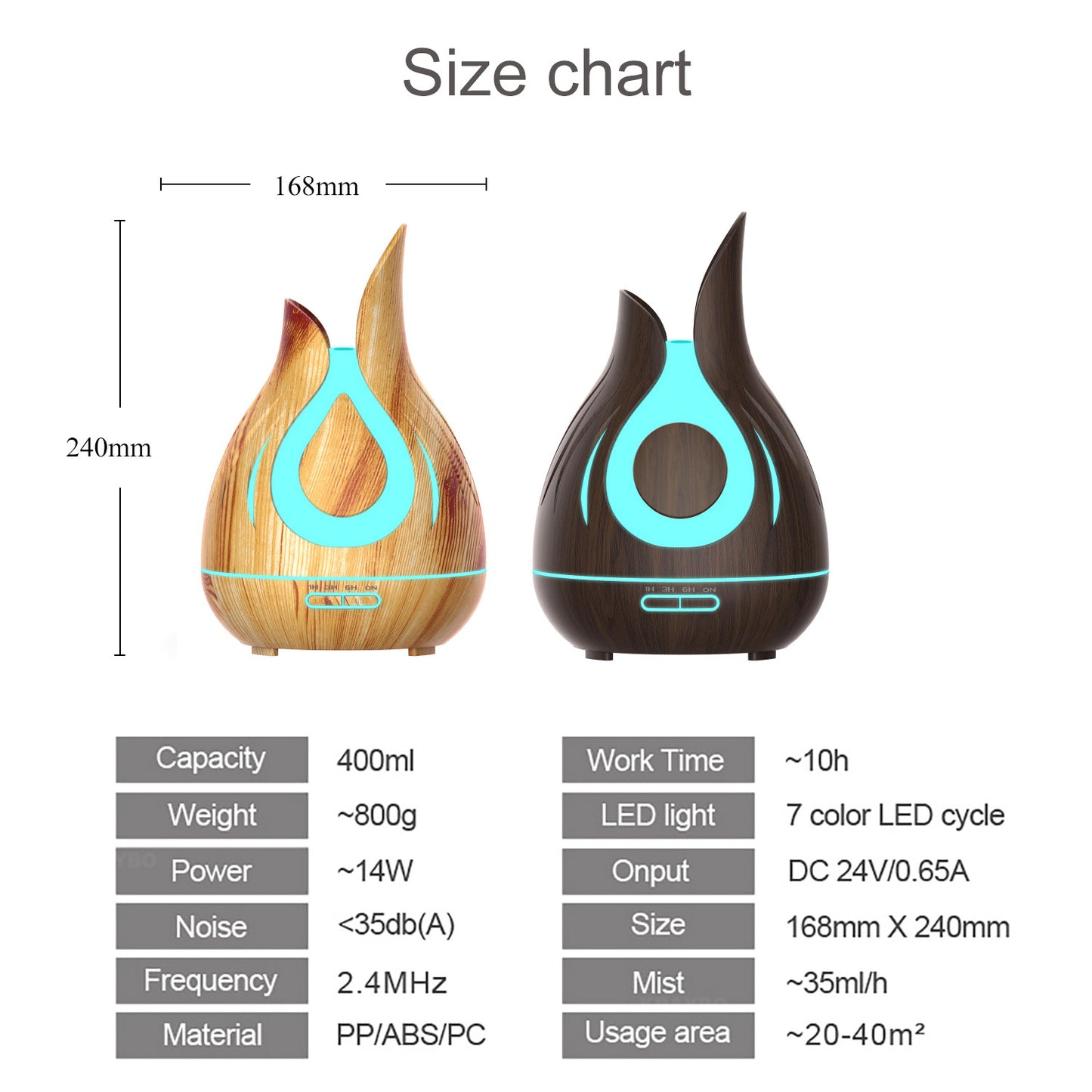 Petal Wood Grain Humidifier 400Ml - Hollow Design Aroma Diffuser