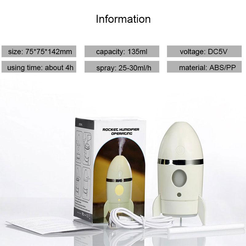 Rocket Air Humidifier Ultrasonic Timer Water Fogger Aroma Lamp
