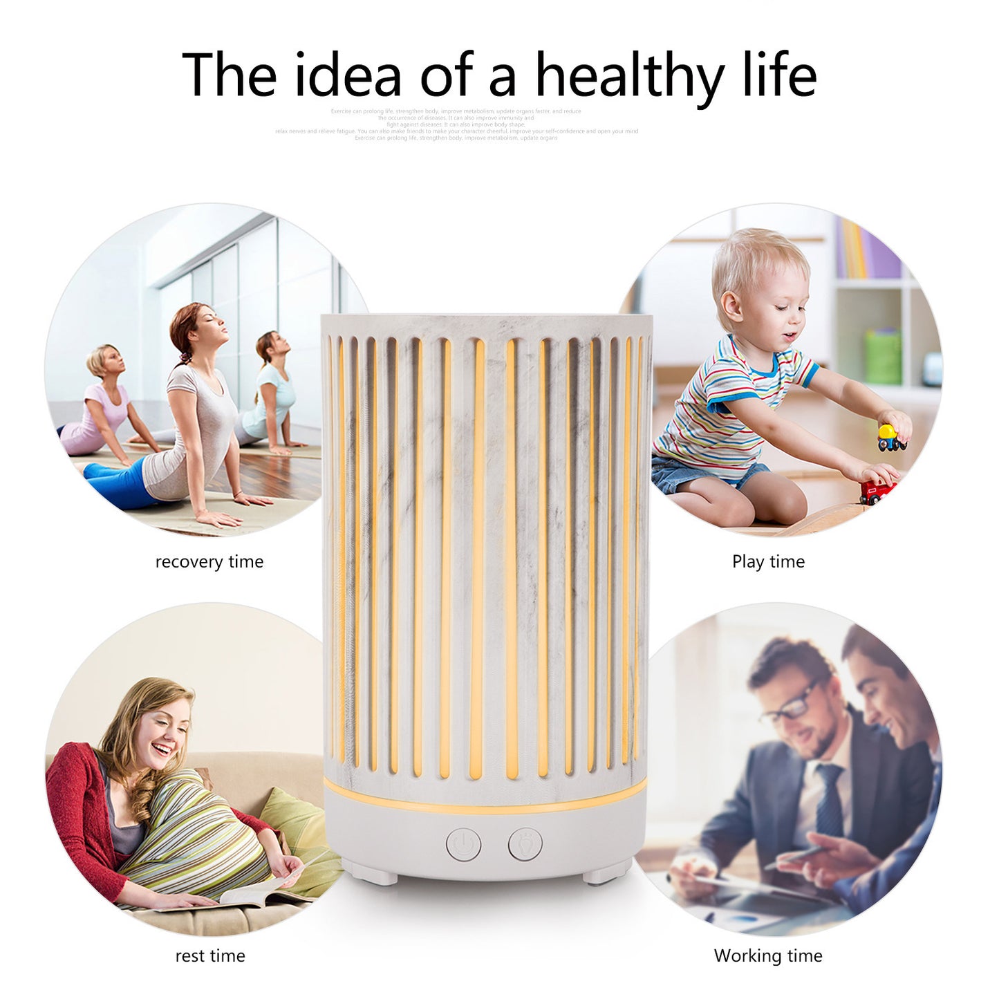 Vertical Hollow Aroma Diffuser - Low Noise Air Purifier & Humidifier for Bedroom & Office