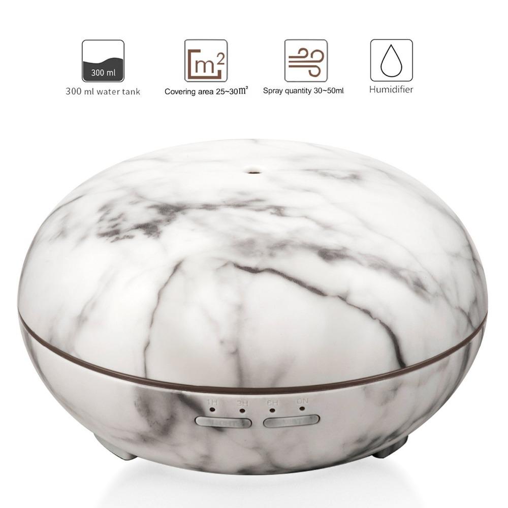 Ultrasonic Air Humidifier with Marble Grain LED Light - Aromatherapy Enhancer
