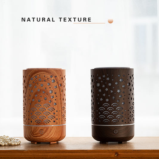 Wood Grain Starry Sky Aroma Diffuser - Ultrasonic Essential Oil Humidifier