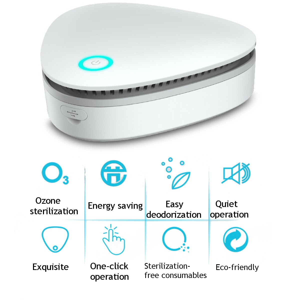 USB Portable Mini Ozone Air Purifier - Fresh Deodorant Sterilizer for Car, Refrigerator, and Closets