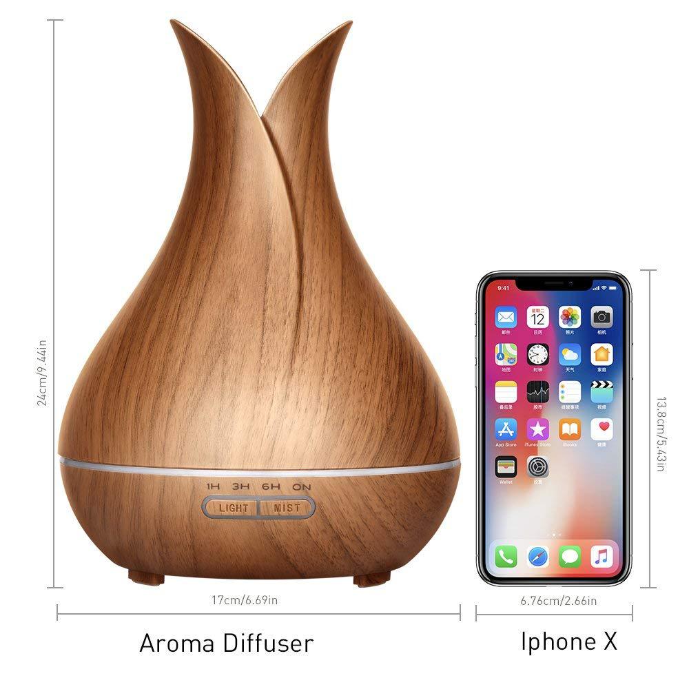 Wood Grain Essential Oil Diffuser - Ultrasonic Aromatherapy Humidifier for Home & Office