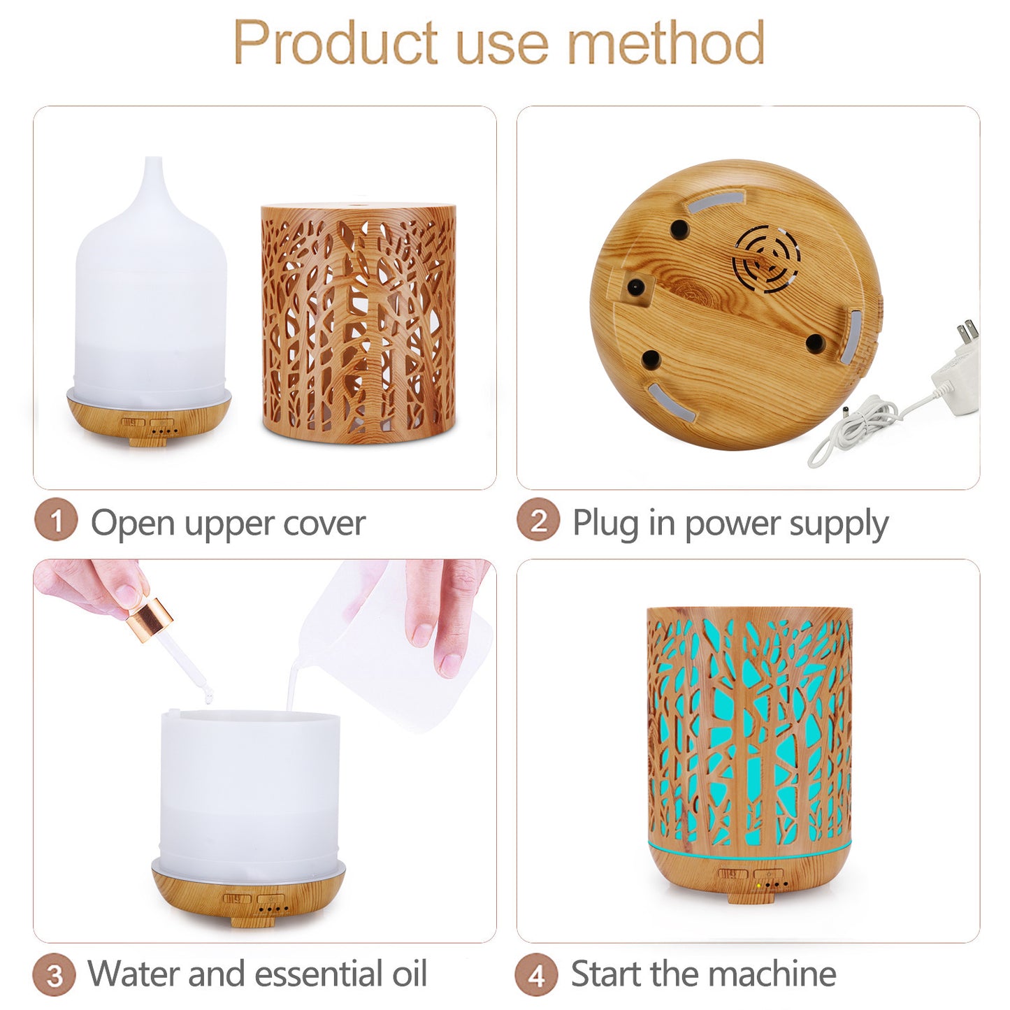 Wood Branch Grain Aroma Diffuser - 300ml Humidifier & Essential Oil Diffuser
