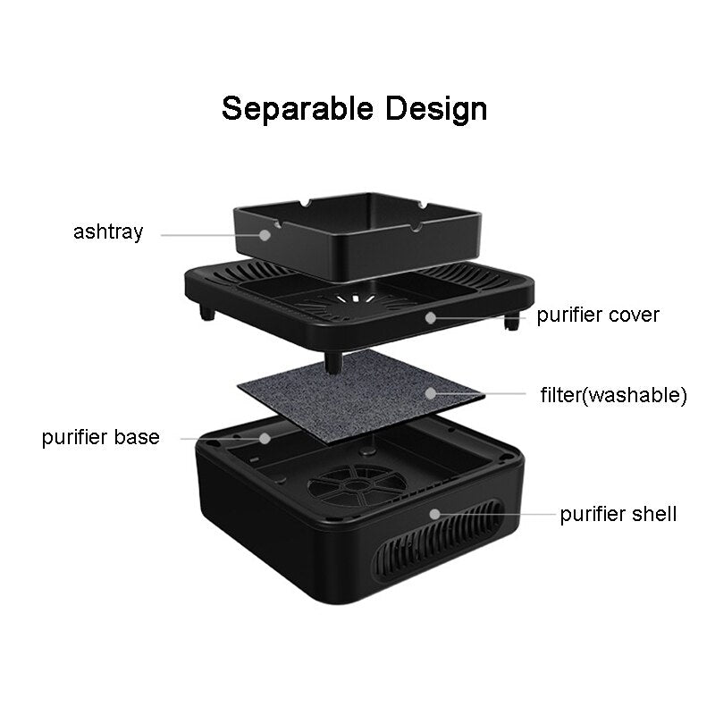 Ashtray Air Purifier - Negative Ion Generator with Built-in Lithium Battery