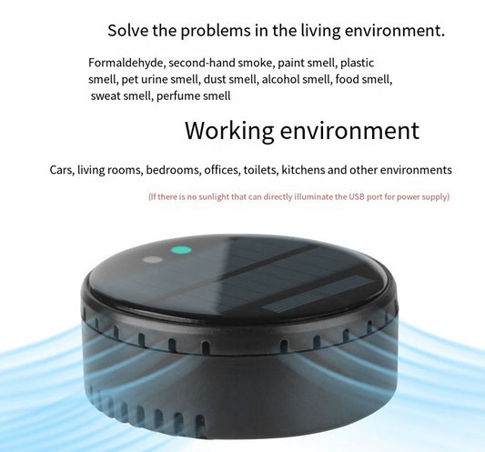 Solar-Powered Air Purifier for Home and Car - Negative Ion Odor Eliminator