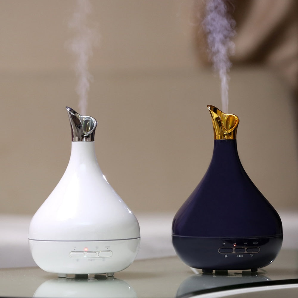 Blue and White Porcelain Essential Oil Diffuser – 300ml Aroma Humidifier with 7-Color LED Light
