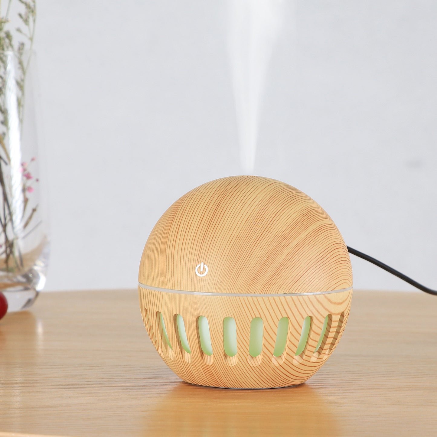 New Wood Grain Hollow Humidifier - USB Home Office Desk Small Air Purifier