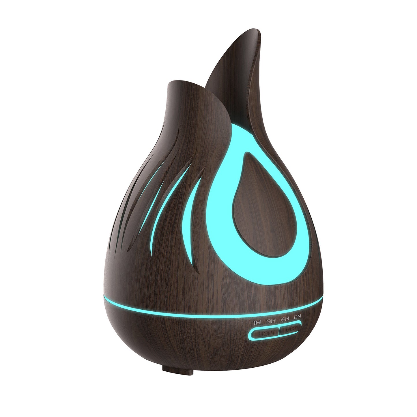 Petal Wood Grain Humidifier 400Ml - Hollow Design Aroma Diffuser