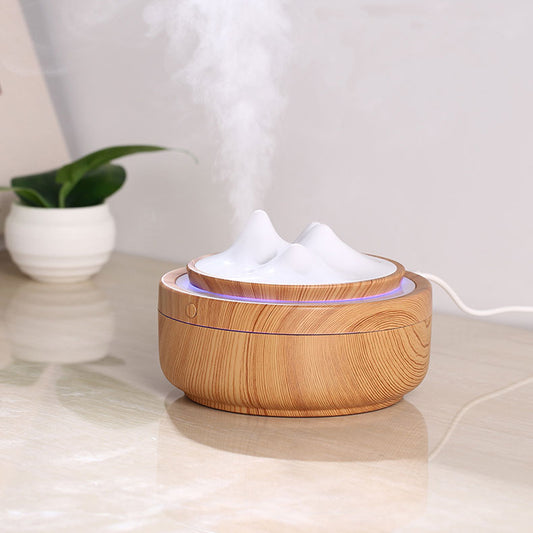 New Creative Wood Grain Mountain View Humidifier - Mini USB Aromatherapy Air Night Light