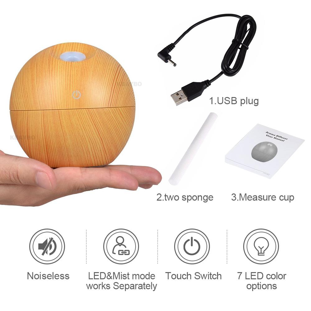 130ml USB Aroma Essential Oil Diffuser & Ultrasonic Mist Humidifier