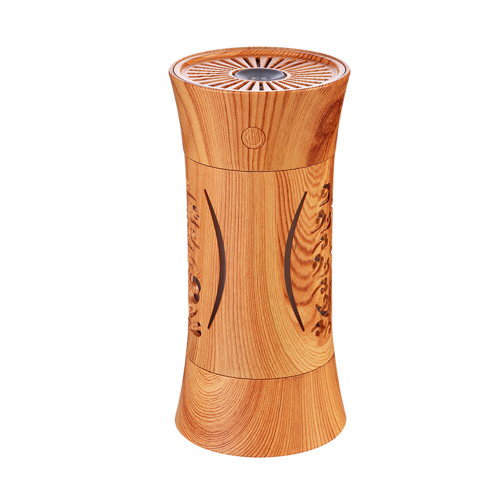 Wood Grain Hollow Humidifier - Mini USB Aromatherapy Air Cleaner
