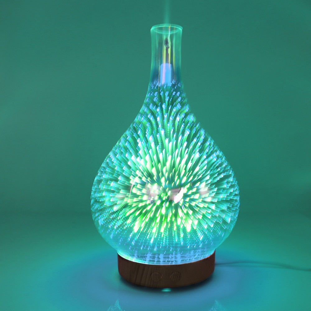 3D Fireworks LED Night Light and Aroma Essential Oil Diffuser