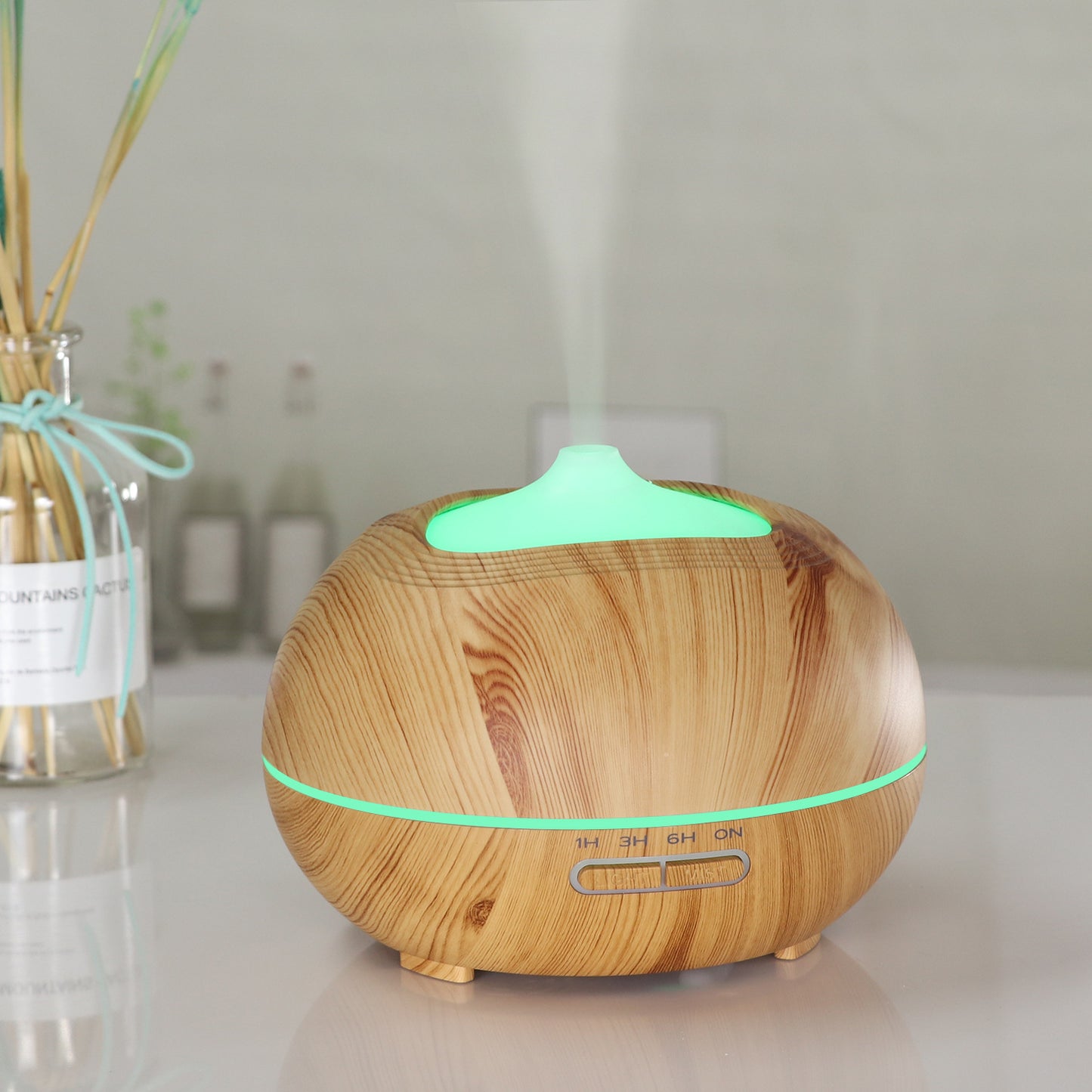 Wood Grain Aroma Diffuser 400ml - Ultrasonic Humidifier for Fresh Air