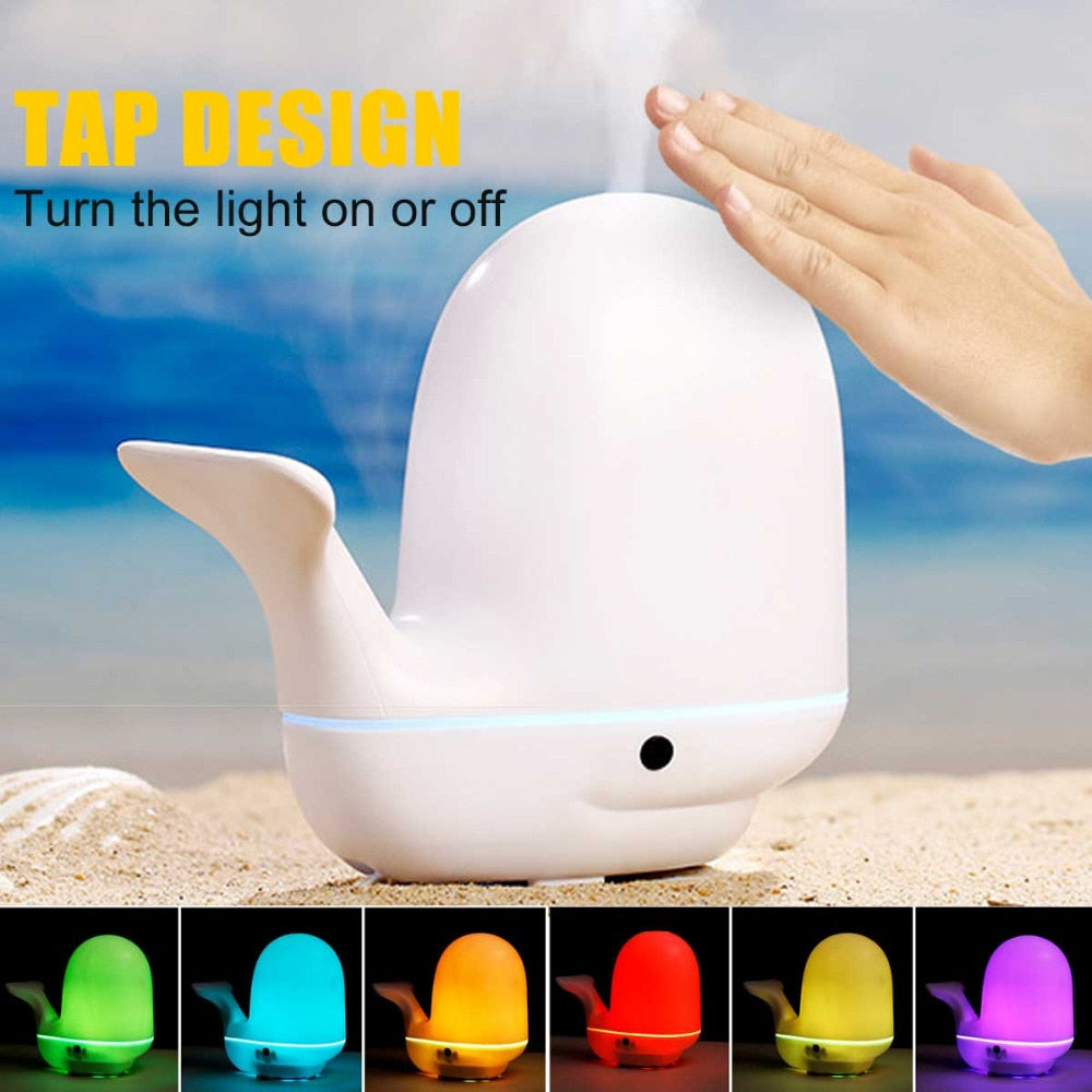 Creative Pat Light Whale Air Humidifier - Ultrasonic Aroma Essential Oil Diffuser for Fresh Air