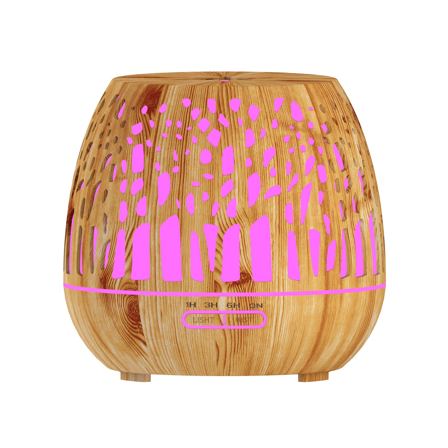 400ml New Forest Creative Wood Grain Hollow Aroma Diffuser - Air Purifying Humidifier