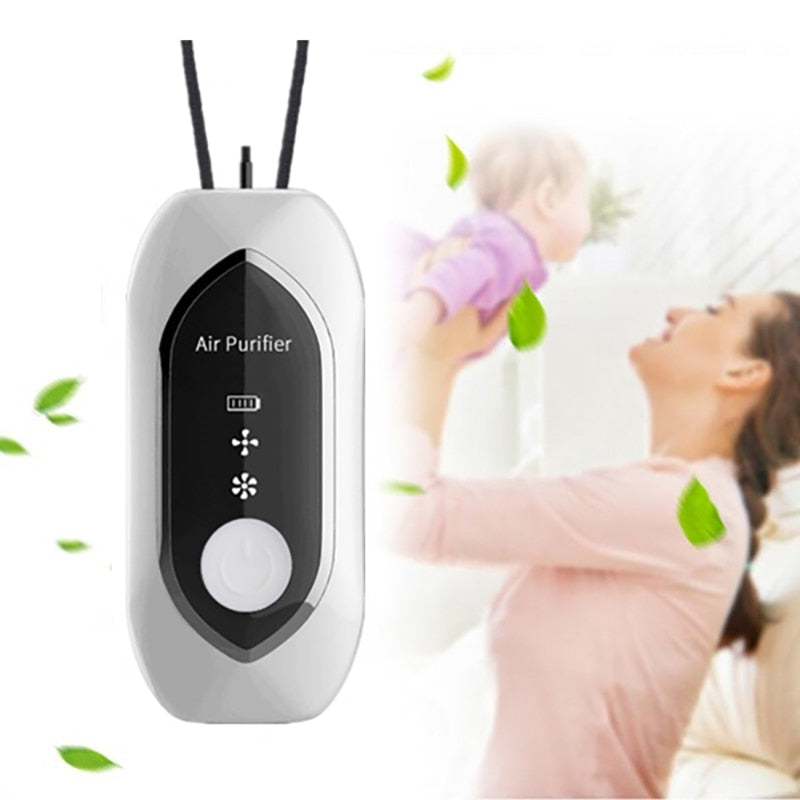 Portable Personal Necklace Air Purifier - USB Rechargeable Mini Ionic Cleaner