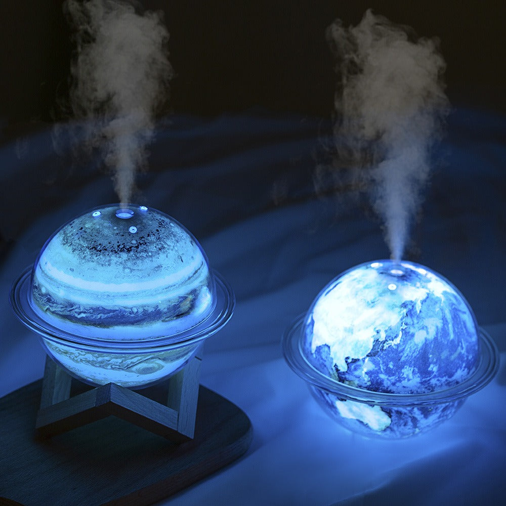 330ml Cute Moon Planet Shape Humidifier with Colorful LED Lamp | Ultrasonic Water Spray USB Air Humidifier