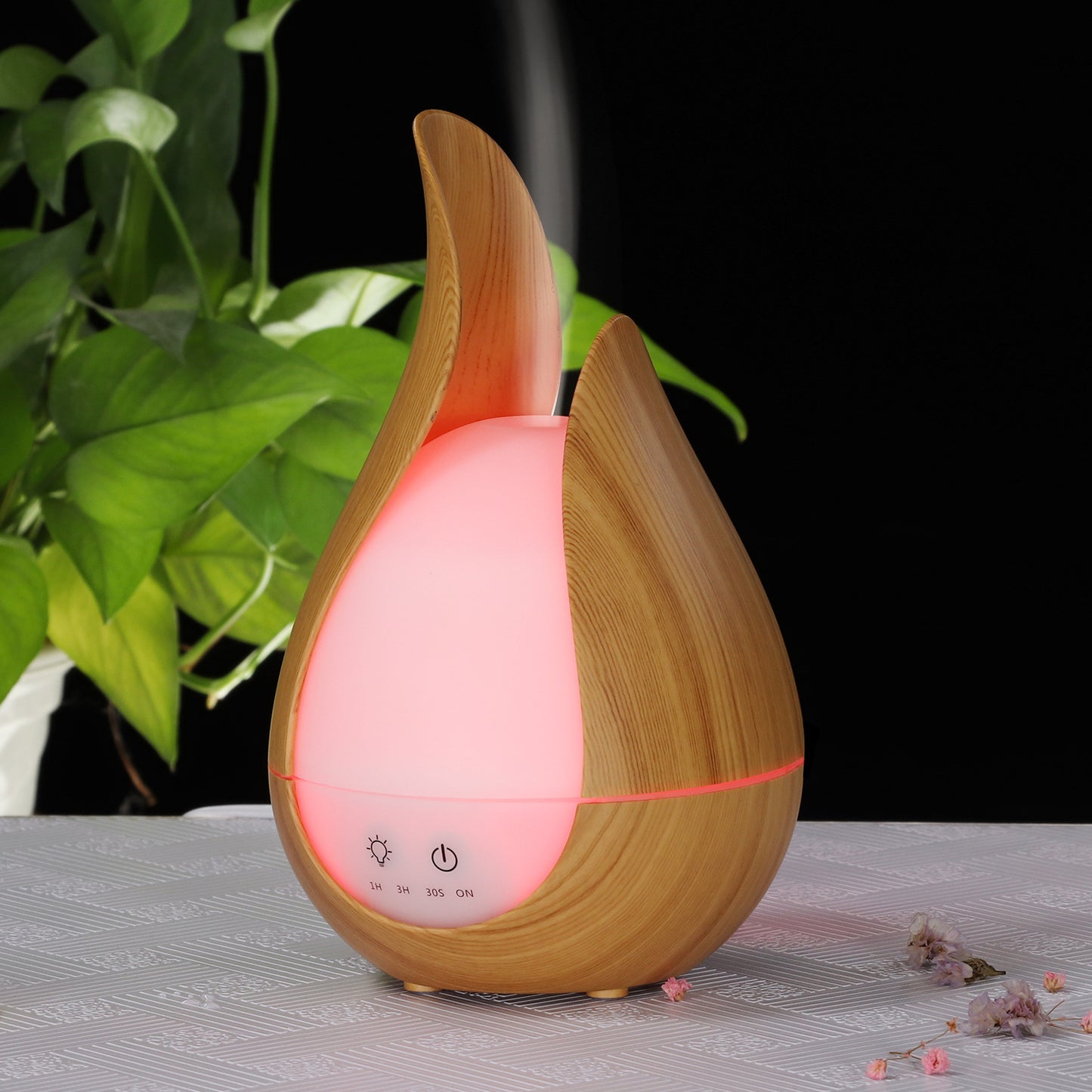 200ml Wood Grain Aroma Diffuser Ultrasonic Vase Humidifier for Clean, Fresh Air