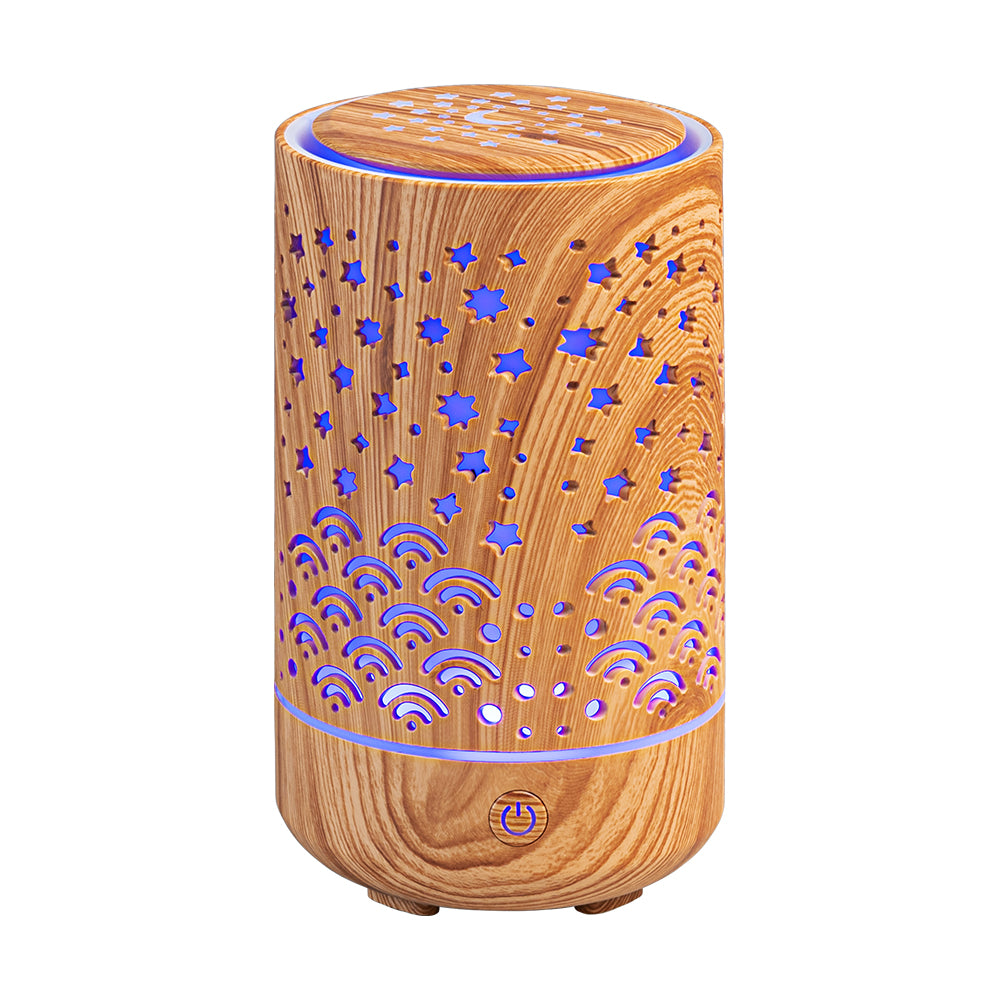 Wood Grain Starry Sky Aroma Diffuser - Ultrasonic Essential Oil Humidifier